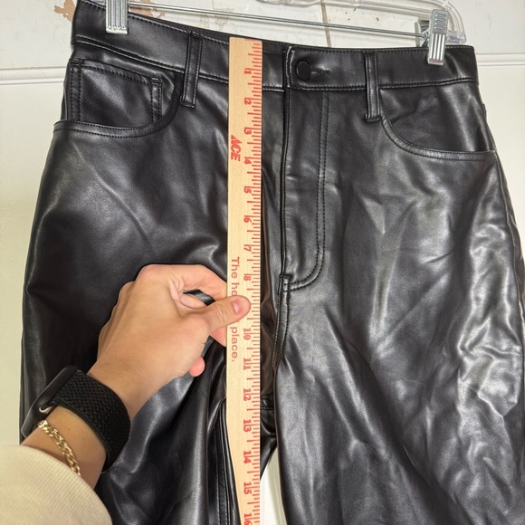 Abercrombie Ankle Straight Ultra High Rise Faux Leather Pants Black Sz 29/8 LONG - Picture 5 of 9